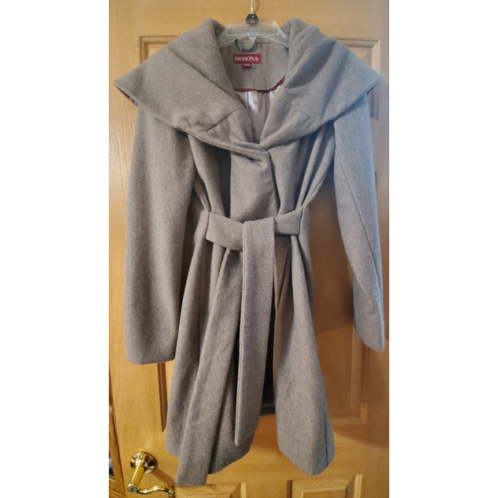 Merona Brand Womens Brown/Gray Snap-Front Pea Coat